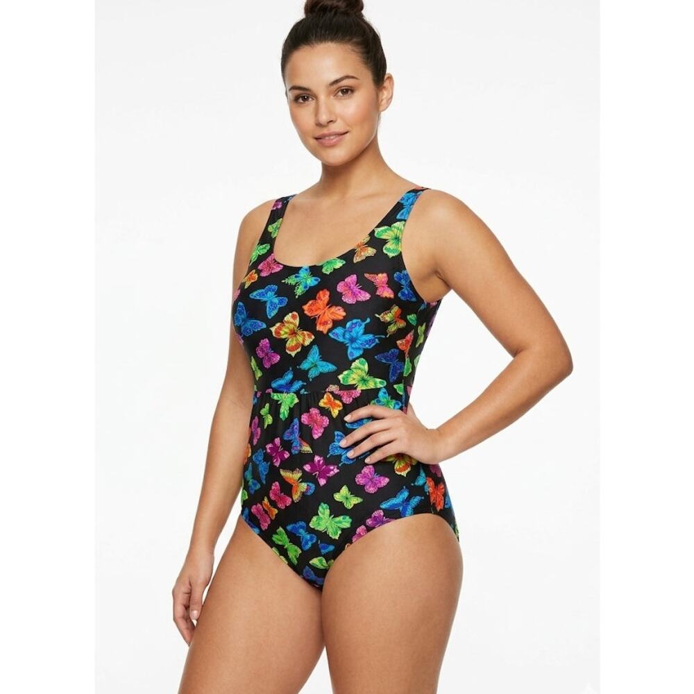 BLAIR Women's One-Piece Swimsuit Large Nylon Lycra Colorful Summer
